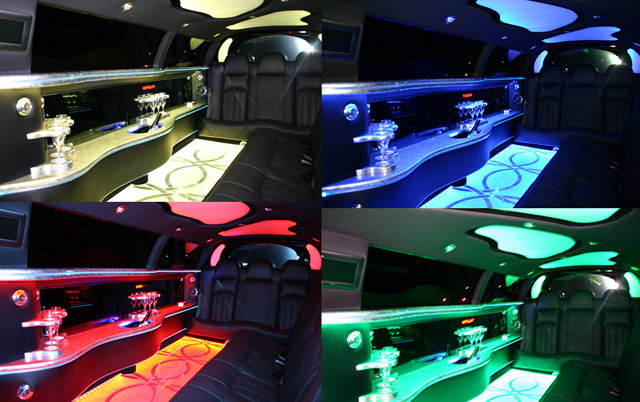 led light interior of limo